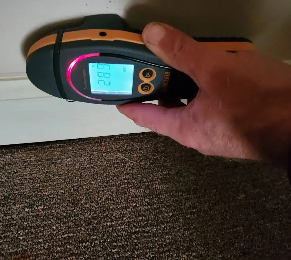Moisture detection at baseboard during Burst Pipe Cleanup in Henniker